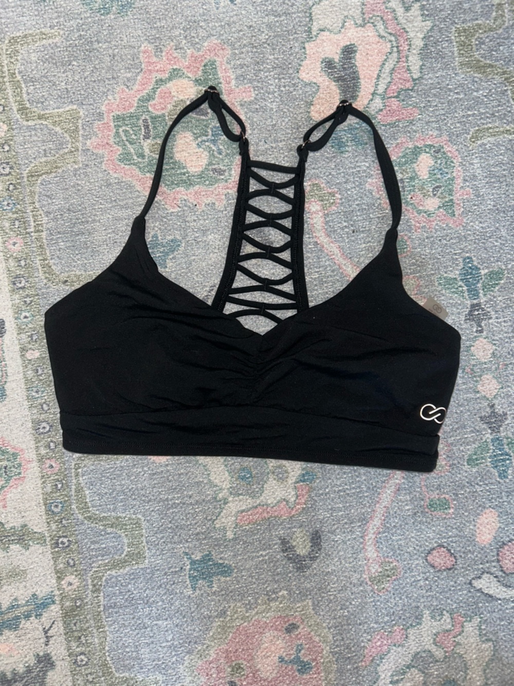 CALIA by Carrie Underwood Black Lattice Back Bikini Top